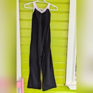 Lululemon Athletica Flared 3/4 Leg Black Jumpsuit with White Trim